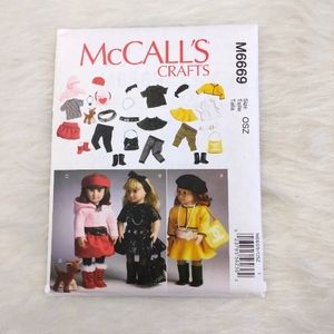 McCall's M6669 AGD 18" doll wardrobe with boots & dog